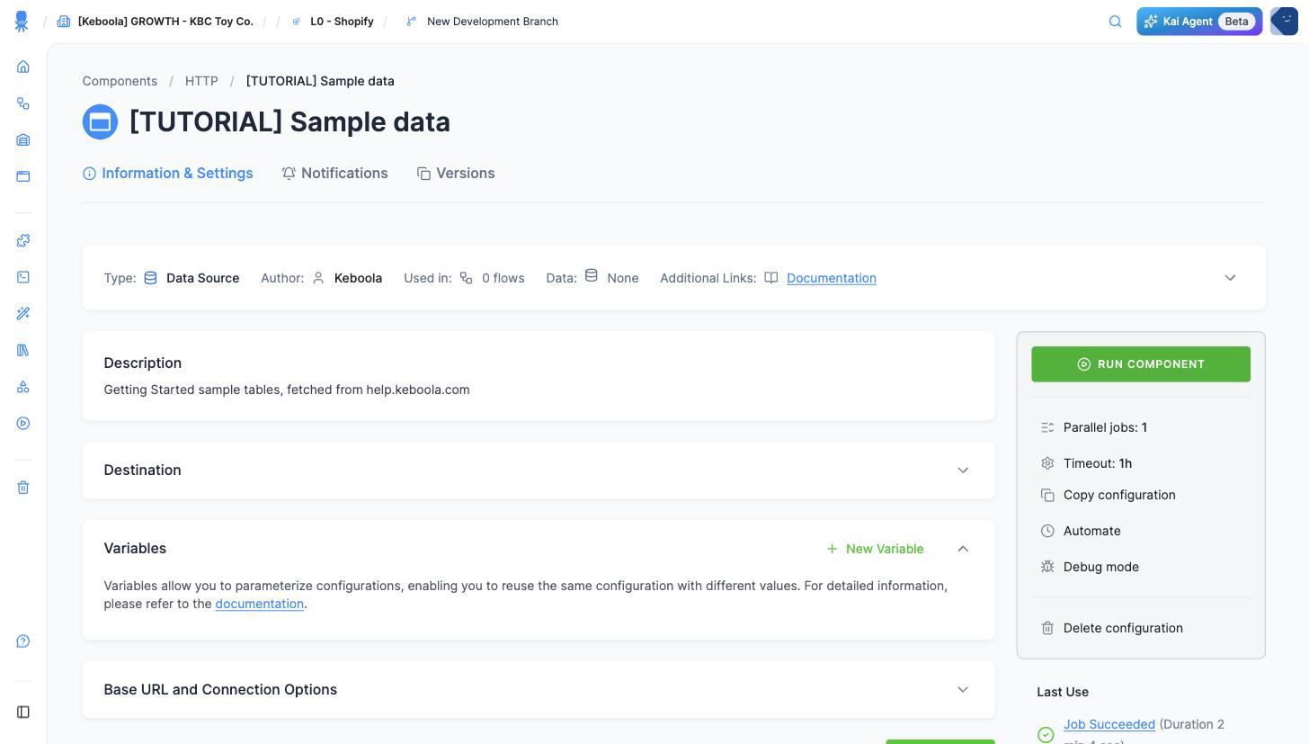 Screenshot - The configuration ready to run